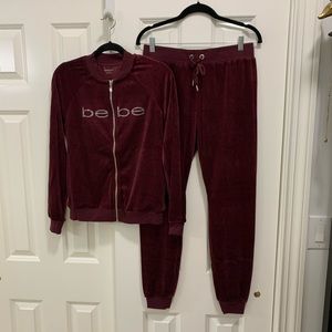 Bebe Maroon Track Suit Set